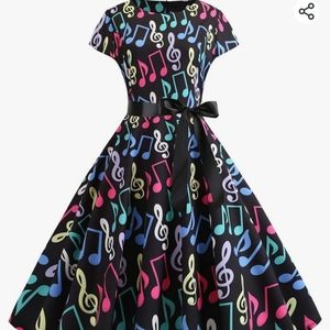 Colorful Music Notes 1950's Style Dress